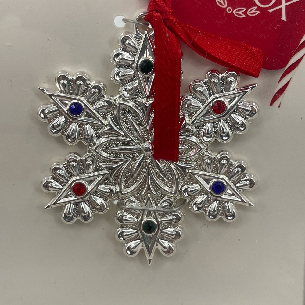 Lenox Silver Plated & Jeweled Snowflake Christmas‎ Tree  Charm Ornament NEW NIP - Picture 3 of 4